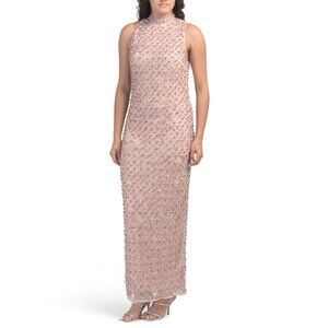 MAC DUGGAL peach Sleeveless Embellished Column Gown